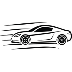 Fototapeta premium Sleek sports car silhouette with dynamic speed lines and stylish wheels silhouette