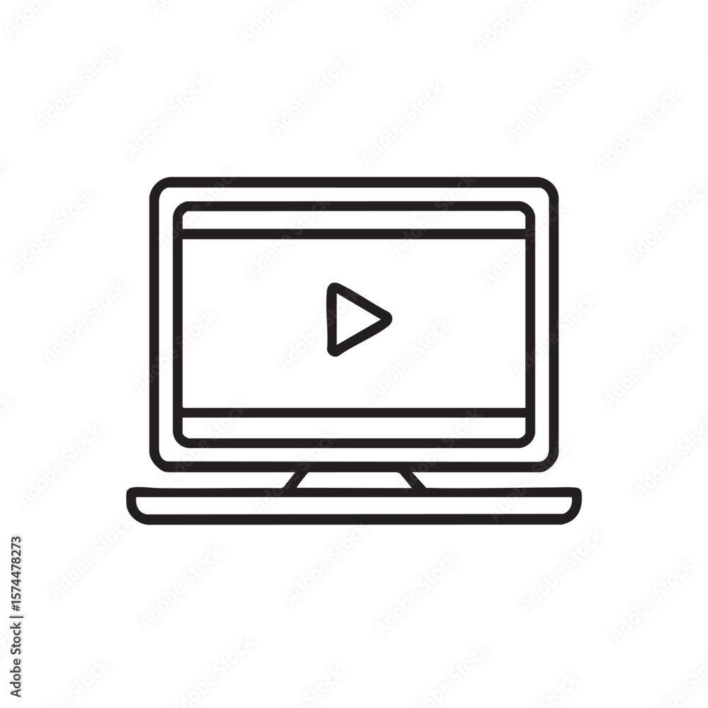 Poster computer monitor displaying a play button symbol.