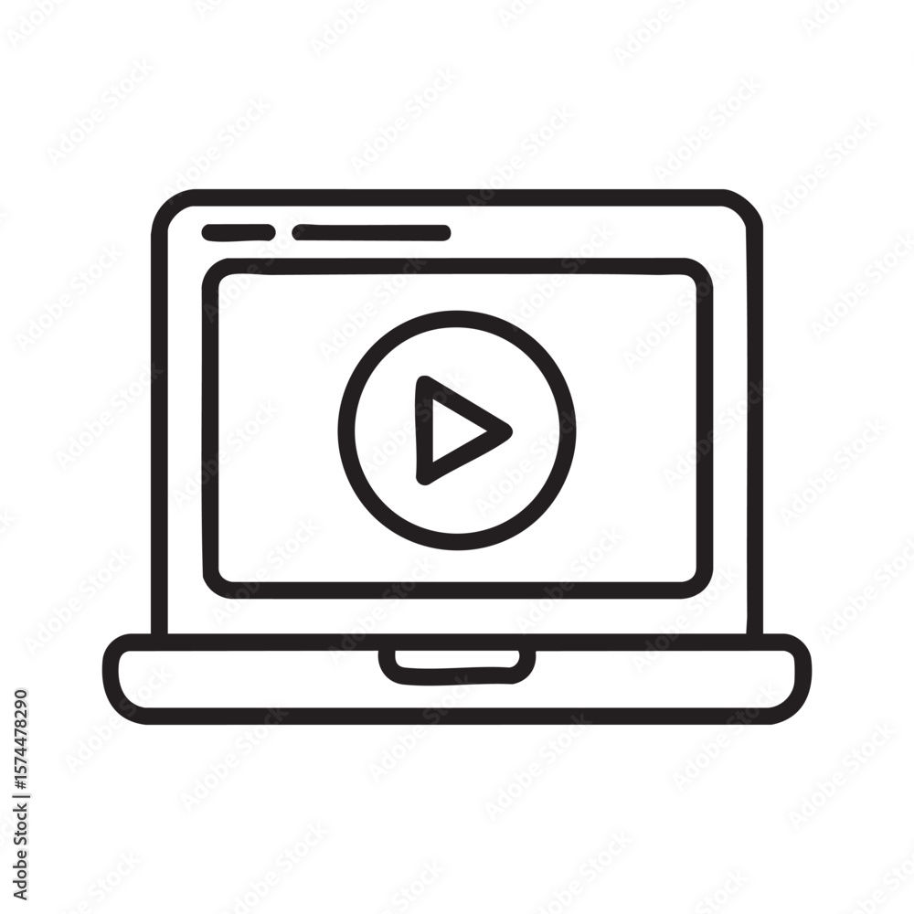 Poster laptop screen displaying a play button