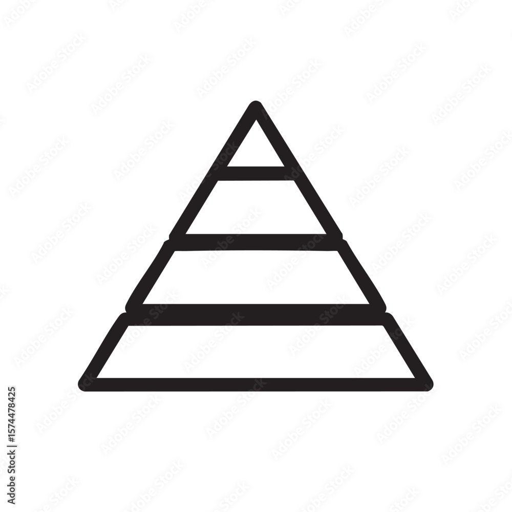 Poster a simple outline icon of a pyramid with horizontal lines.