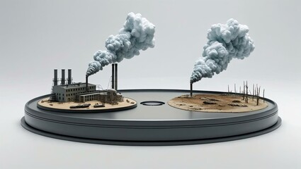 Factories smoke deadly effect on environment concept 