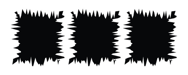 Jagged black shapes on white background abstract