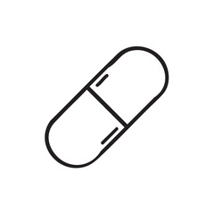  A simple black and white outline drawing of a single pill capsule.