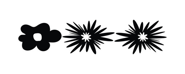 Black abstract floral shapes white