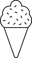 Ice Cream Cone with Sprinkles Sketch on White Background