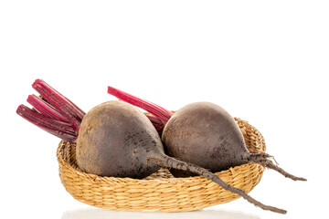 Red fresh beetroot isolated on white background, macro.