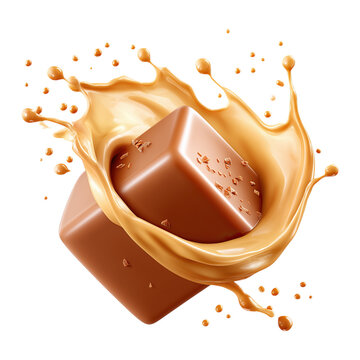 caramel and coffee splash isolated on png transparent background