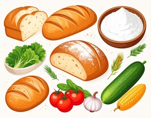set of fresh vegetables