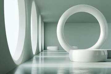 create photorealistic ultraminimalist image featuring abstract forms in endless space perfect for modern website