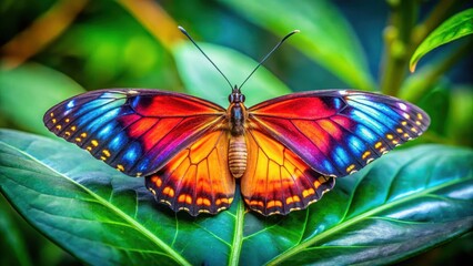 Fototapeta premium Delicate butterfly perched on a leaf