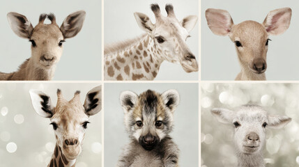 captivating portraits of top  animals displayed against minimalist background featuring bokeh