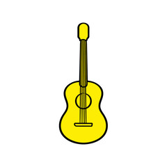 Fototapeta premium Yellow guitar presents instrument music art illustration