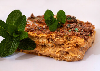 One slice of traditional south African peppermint crisp tart