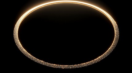 Gold glitter circle frame on black background.
