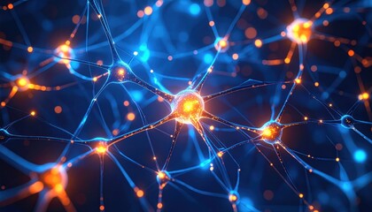 Vibrant Neural Network Illustration with Glowing Neurons and Synapses in a Digital Environment