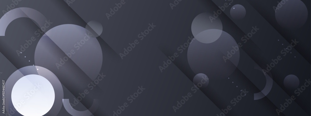 Poster overlapping translucent circles on dark gray background. suitable for abstract backgrounds, tech des