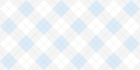 Seamless pastel blue argyle pattern with soft geometric diamonds