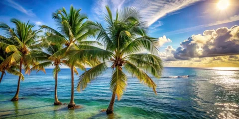 Papier peint photo  Palm trees swaying in ocean breeze  © chokdeelaw