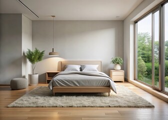 minimalist bedroom with a single window
