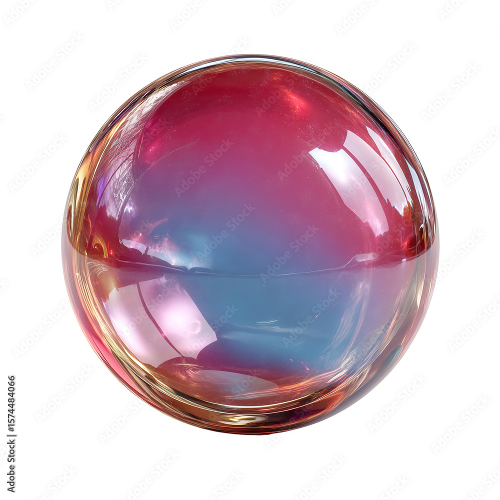 Poster gradient glass sphere abstract design element for creative projects isolated on transparent backgrou
