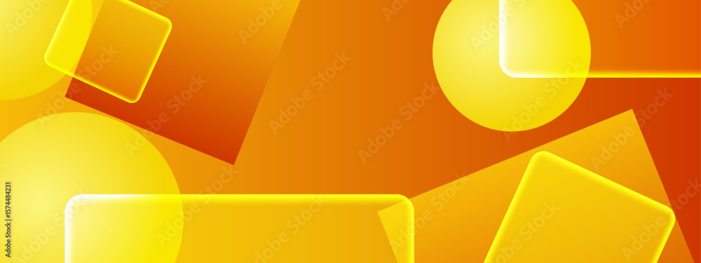 Poster overlapping yellow and orange shapes create an abstract design. ideal for backgrounds, branding, pri