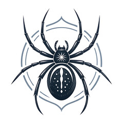 Spider illustration  vector silhouette logo type icon on white.