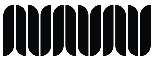 Black arched shapes with white vertical dividers abstract pattern