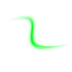 Glowing green laser trace PNG with motion blur and urban light stripes. Futuristic energy lines on green background for modern technological art, sci-fi design or abstract overlays