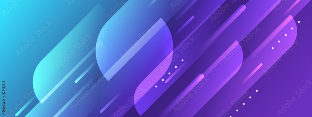 Poster abstract blue purple gradient background with shapes suitable for modern and stylish design projects
