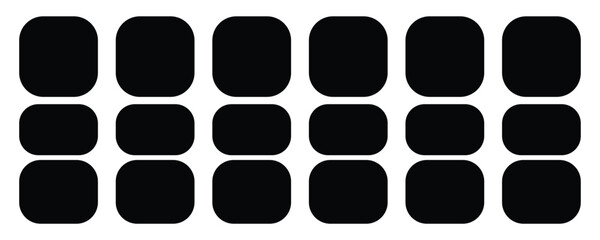 Black rounded rectangles arranged in rows geometric shapes pattern