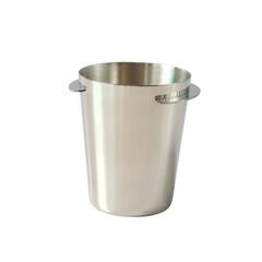 Stainless steel coffee cup on white background