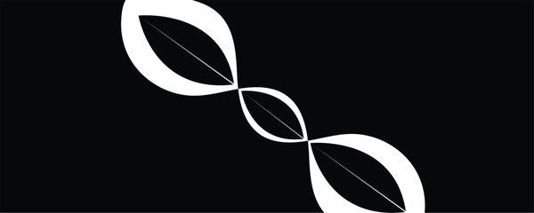 Black and white abstract curved shapes with thin lines vector