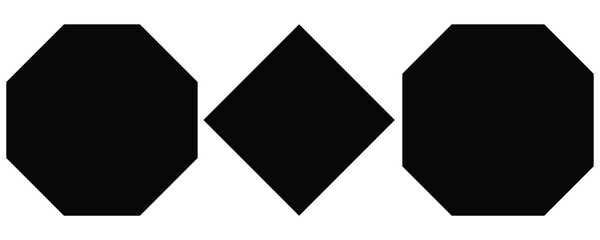 Black geometric shapes on white background octagon diamond