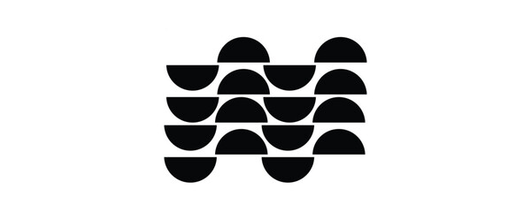 Black semicircles arranged in a grid pattern abstract geometric