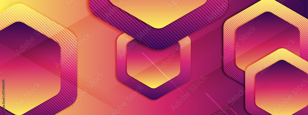 Poster abstract colorful overlapping hexagons suitable for backgrounds, graphic design projects, web banner