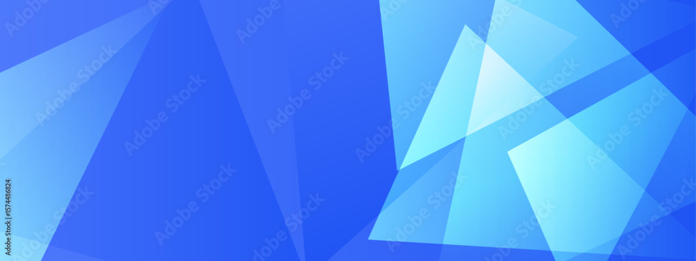 Poster the asset features overlapping blue triangles creating an abstract design, suitable for background p