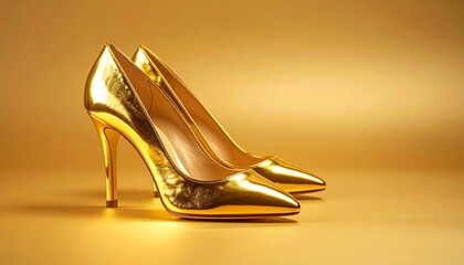 Elegant Gold High Heels Luxury Footwear Photography