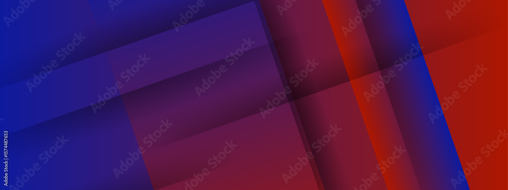 Poster abstract red and blue overlapping shapes for modern and dynamic design projects, backgrounds, prints