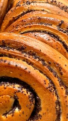 Fresh Cinnamon Rolls in market. Bakery in the shop. Sweet buns