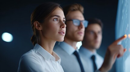 Business team analyzing data with ai dashboard office digital indoor insight