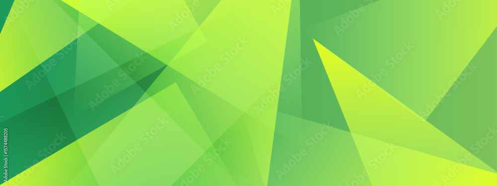 Poster overlapping green and yellow triangles form abstract design. perfect for geometric backgrounds, webs