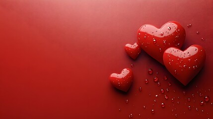 Vibrant red heart shaped with droplets symbolizing romantic love and intimacy