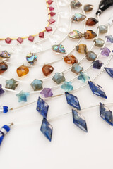 Colorful Gemstone Beads Featuring Garnet, Crystal Quartz, Shell, Montana Agate, Fluorite, and Lapis...