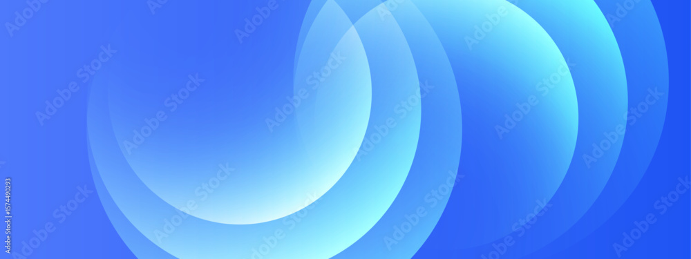 Poster overlapping blue gradient circles in a simple abstract design, suitable for backgrounds, presentatio