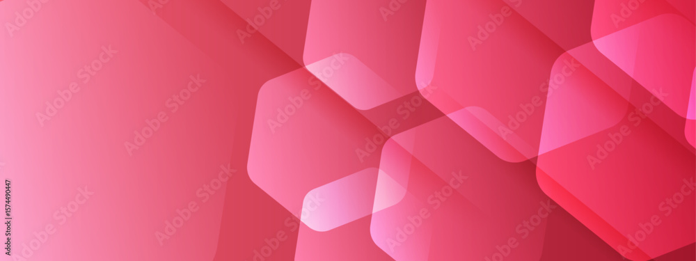 Poster overlapping pink hexagons abstract design, vibrant and modern. suitable for tech, geometric, pattern