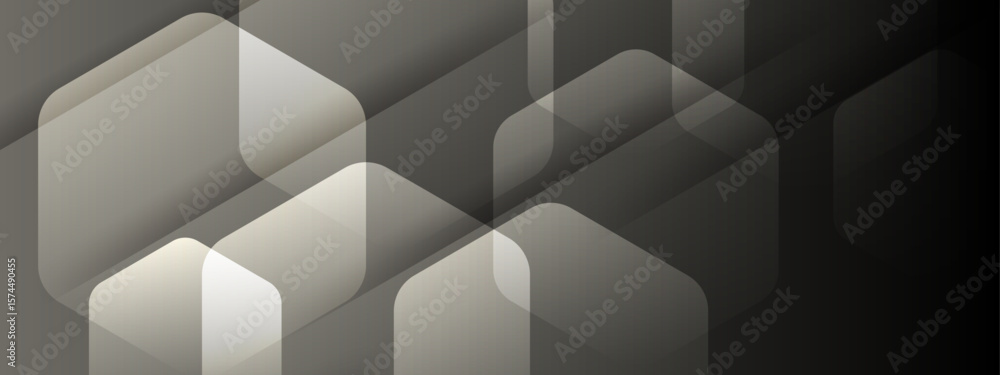 Poster overlapping gray and white hexagons forming an abstract design. suitable for backgrounds, technology