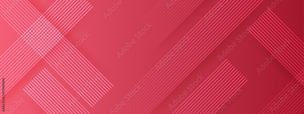 Poster pink parallel lines intersecting on a red background, abstract geometric design suitable for backgro