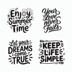 Inspirational Hand Lettering Quotes Design Vector Illustration