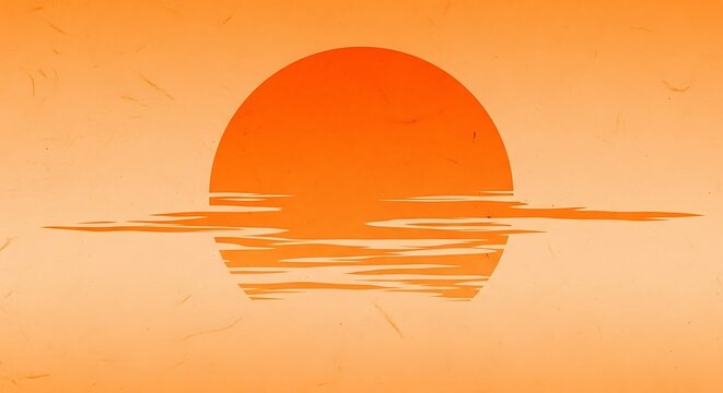 Sunset over water, a graphic design.
