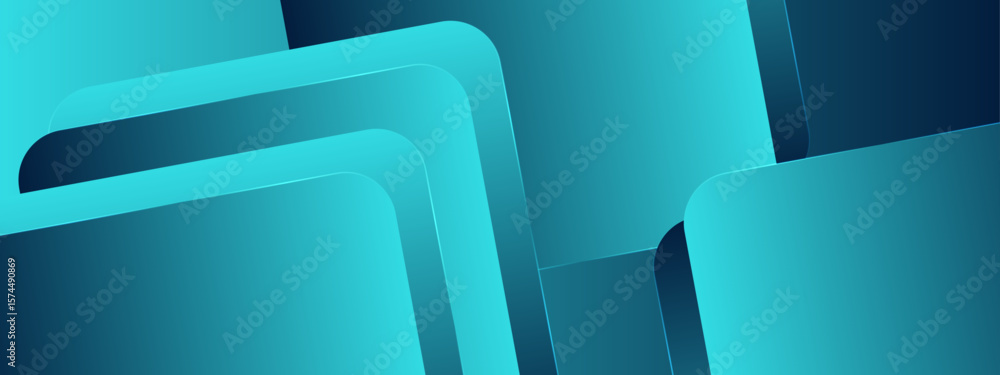 Poster teal abstract design with overlapping shapes suitable for modern art concepts or geometric backgroun